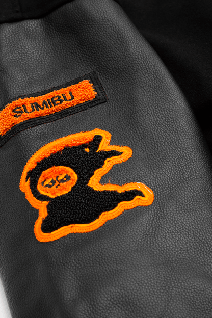 Sumibu Campus Varsity Jacket Black Orange Detail 3